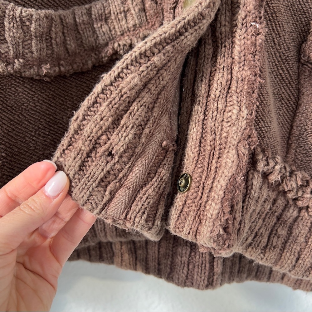 New w/ Flaw Free People We The Free Cute In This Cardi Cardigan Sweater Brownies - Picture 6 of 8